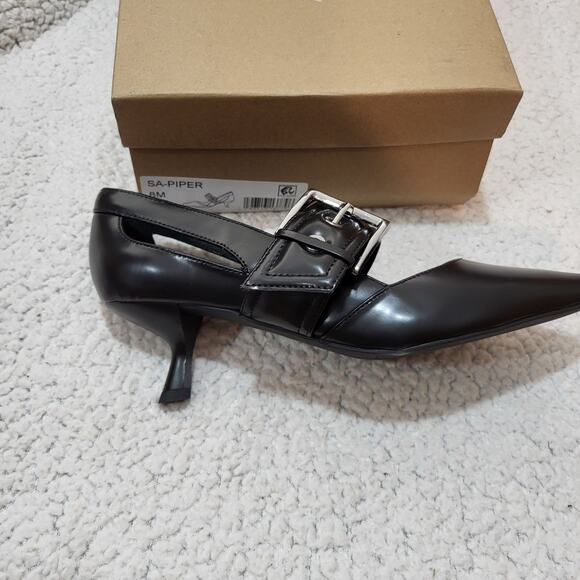 NEW Sanctuary Women's Piper Pointed toe Pump Heels Black Leather Size 8 - Picture 2 of 5